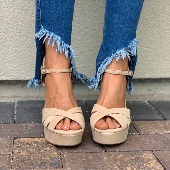 Genuine Suede Towering Heel Platform Sandal - Picture 2 of 8